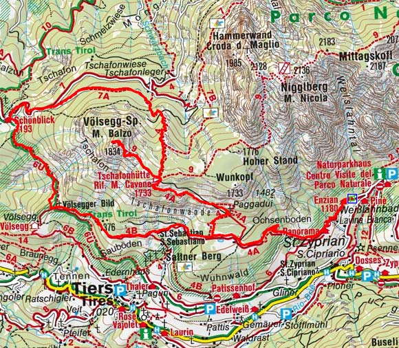Tschafon Völseggspitze Rundwanderung von Weißlahnbad bei Tiers Tschafon Völseggspitze Rundwanderung von Weißlahnbad bei Tiers